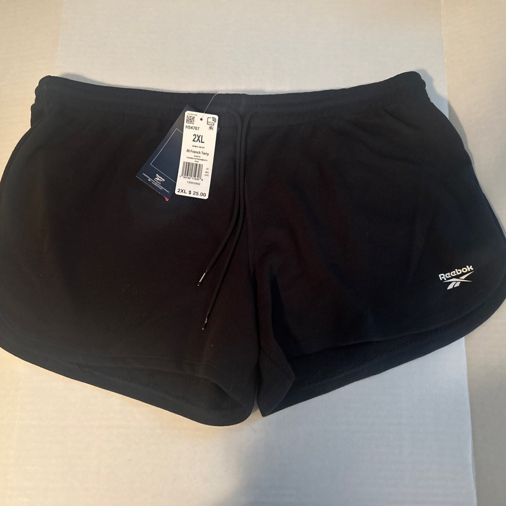 Reebok Women's 2XL Shorts Identity French Terry Black H54767 NWT